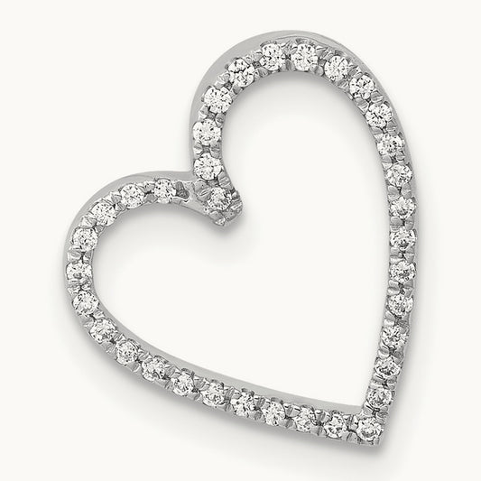 Diamond Vintage Heart Chain Slide — 14K White Gold