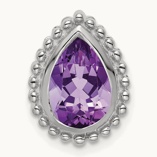 Pear Amethyst Chain Slide, 14K White Gold