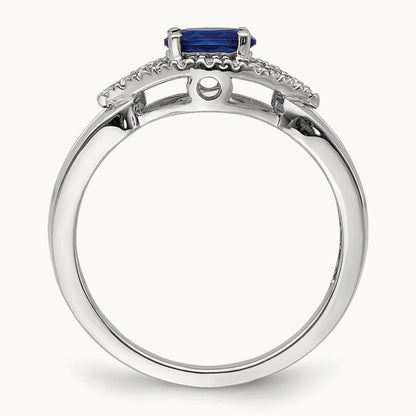 Lab-Grown Diamond and Sapphire Ring — 14K White Gold
