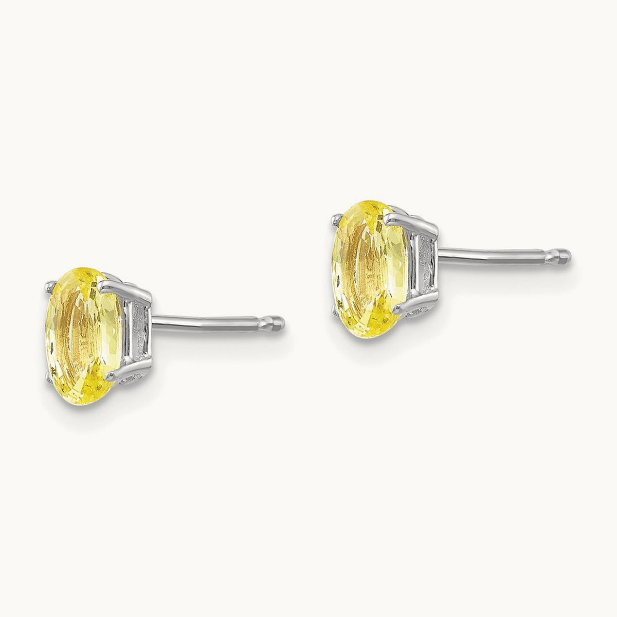 Yellow Sapphire Earrings, 14K White Gold