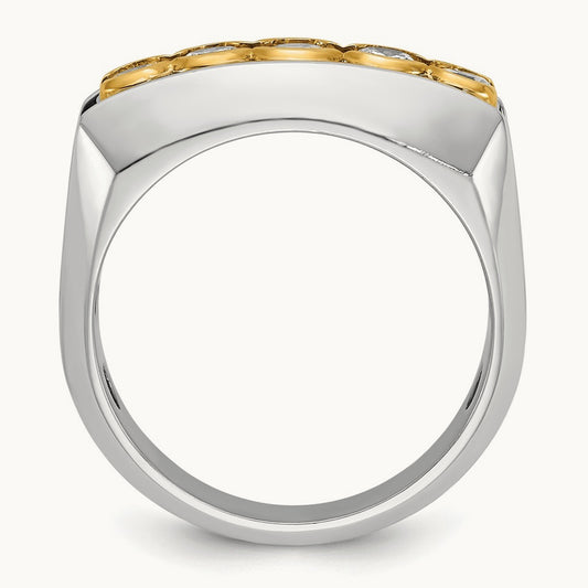 14ktt IBGoodman Men's Polished Graduated 5-Stone Diamond Ring