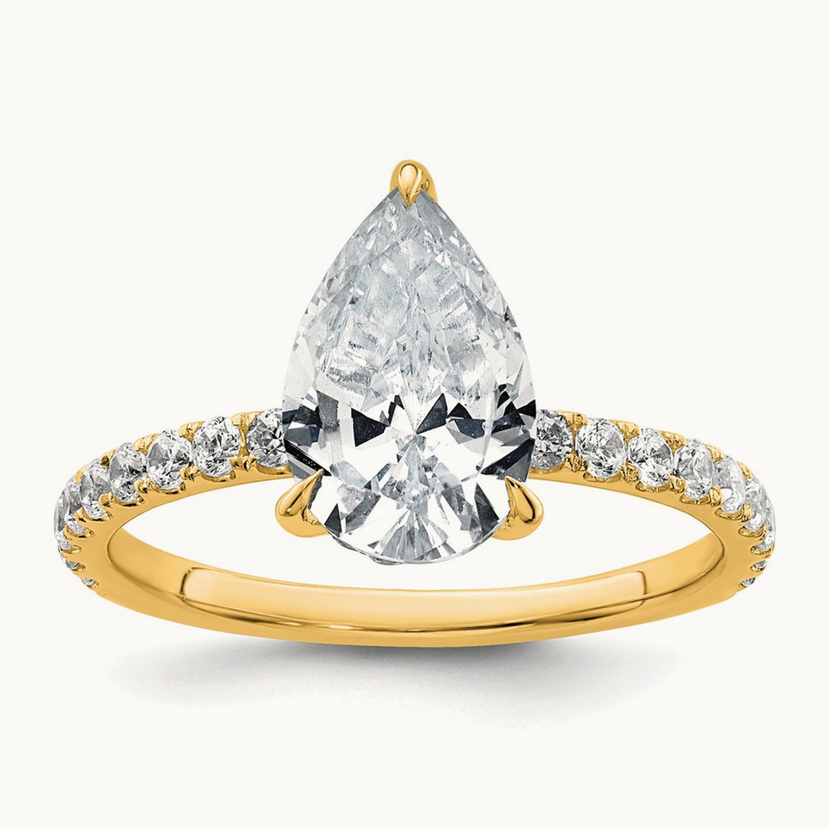 Pear Solitaire Engagement Ring, 1.25-4.75 ct tw Lab-Grown Diamond — 2 5/8 ct, 14K Yellow Gold