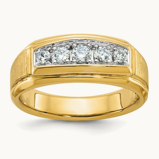 With White RH 5 Stone Men's Ring, 0.50 ct tw Lab-Grown Diamond