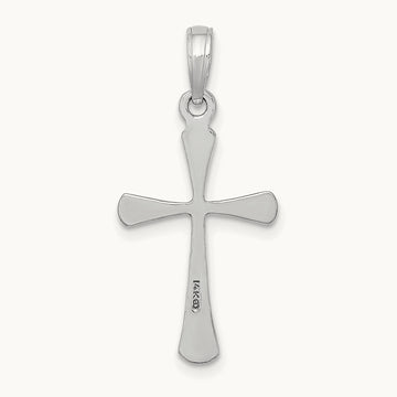 Polished Beveled Tip Cross Charm, 14K White Gold