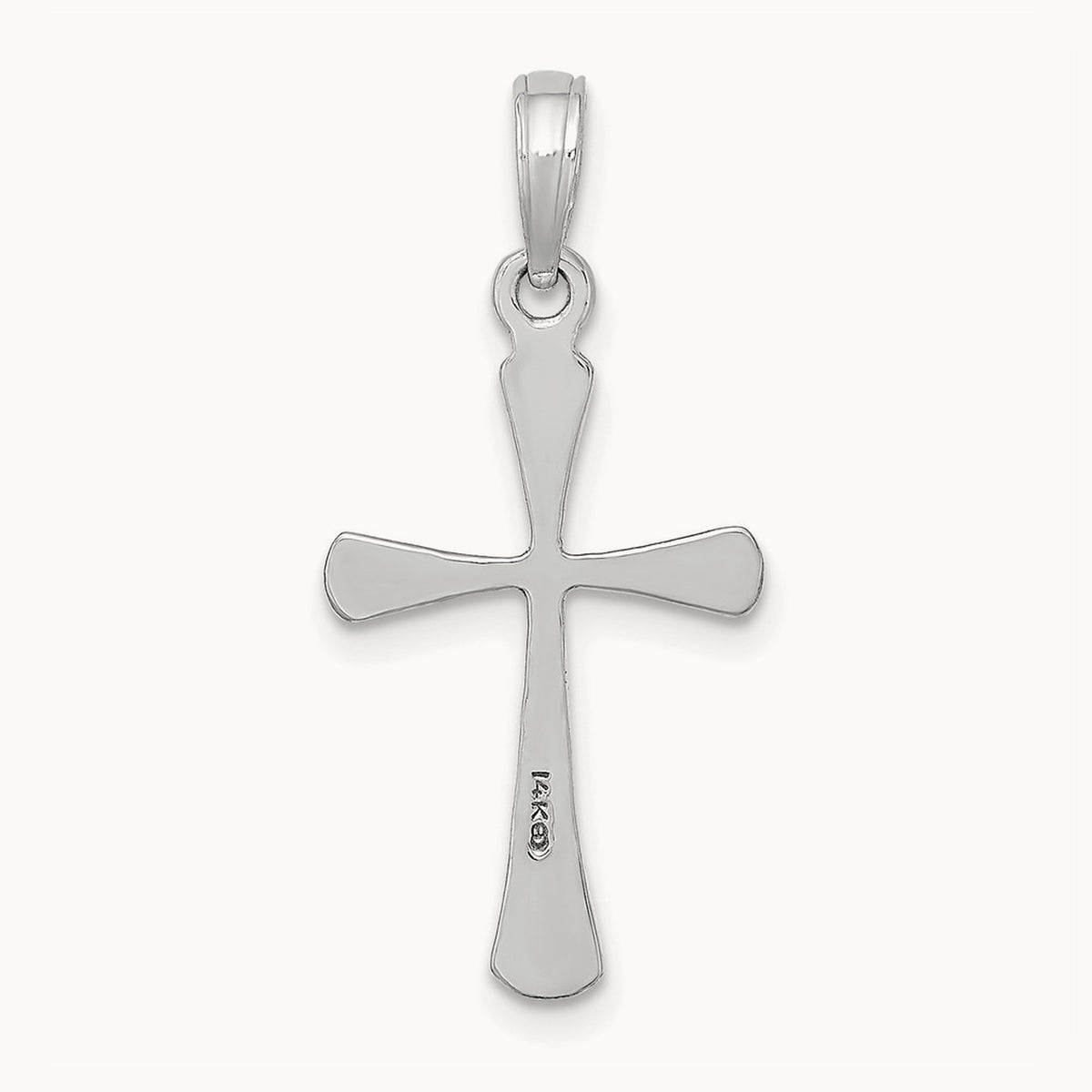 Polished Beveled Tip Cross Charm, 14K White Gold