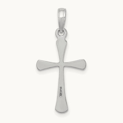 Polished Beveled Tip Cross Charm, 14K White Gold