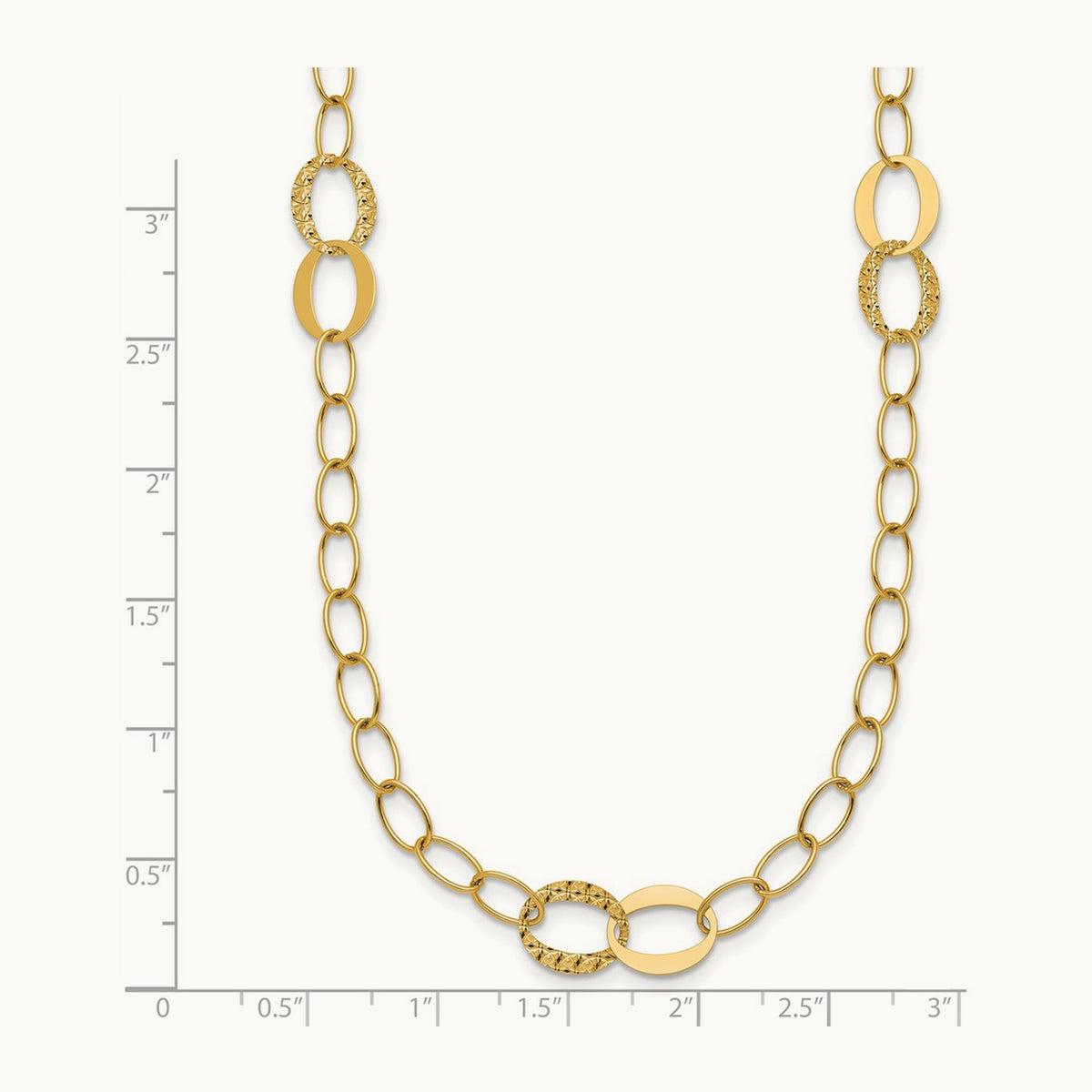 Polished and Diamond-cut Fancy Open Link 16.75in Necklace, 14K