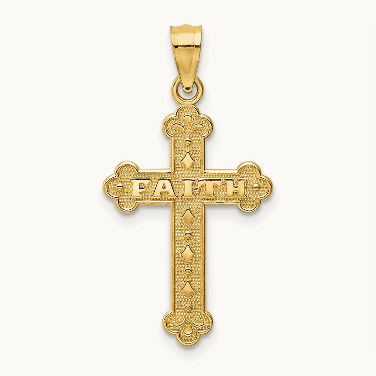 Satin and Polished Faith Cross Pendant, 14K