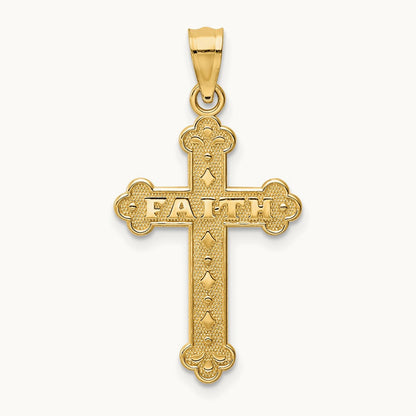 Satin and Polished Faith Cross Pendant, 14K