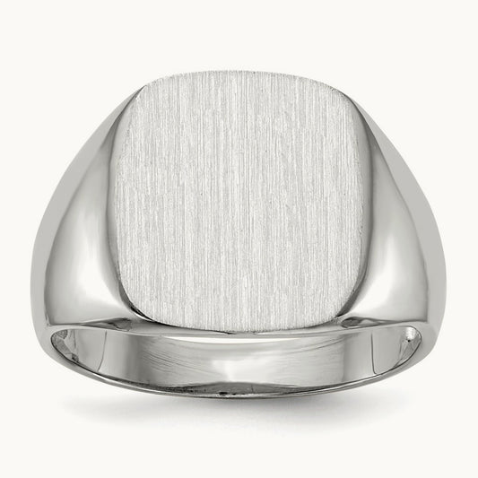 x14.5mm Open Back Men's Signet Ring, 13.5mm, 14K White Gold