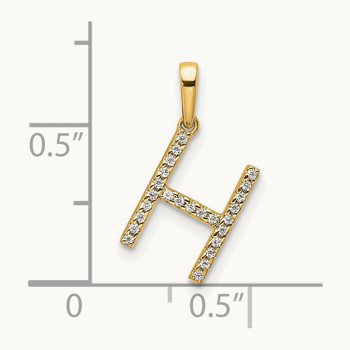 Diamond Letter H Initial Pendant, 14K