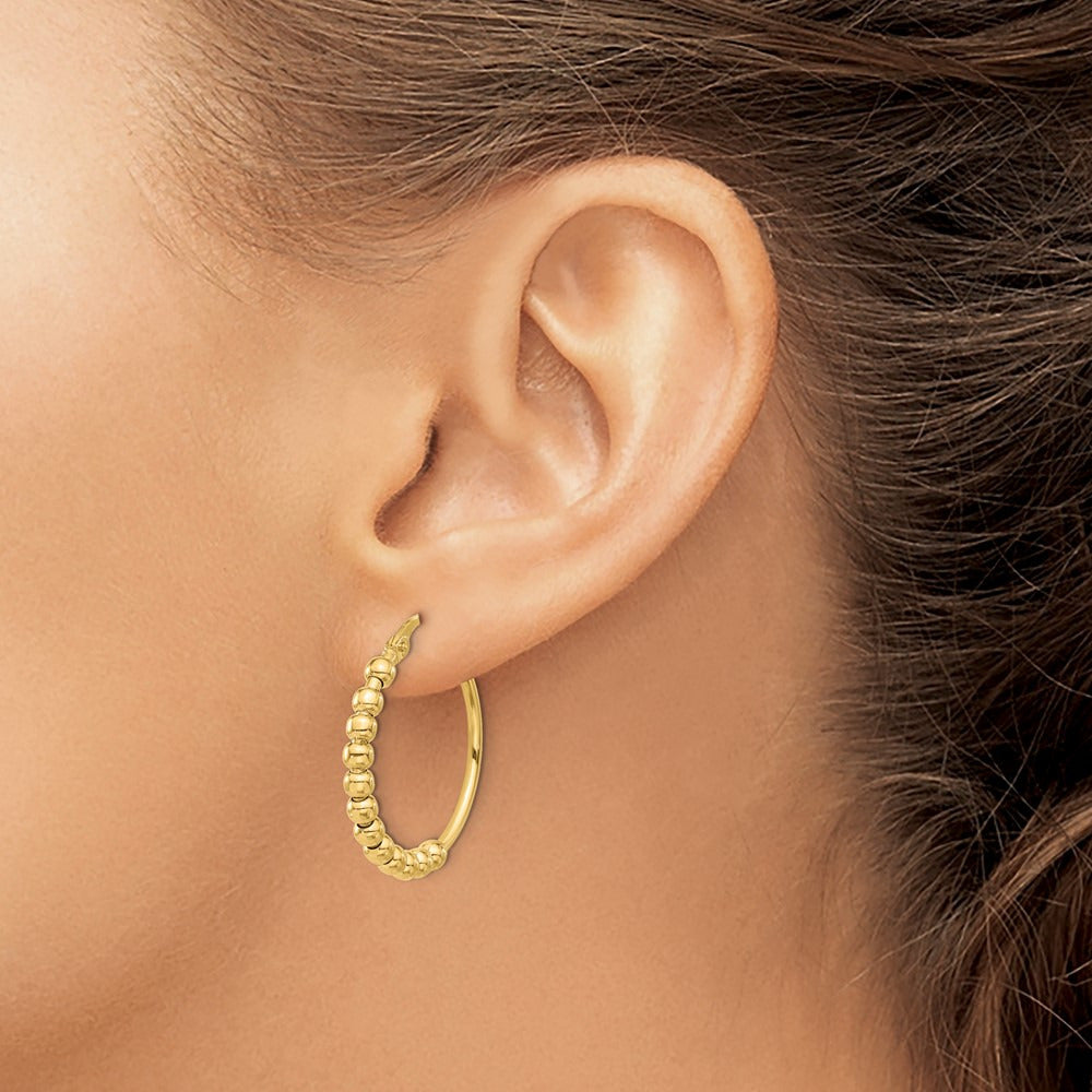 Polished Beaded Hoop Earrings — Leslie's — photo set