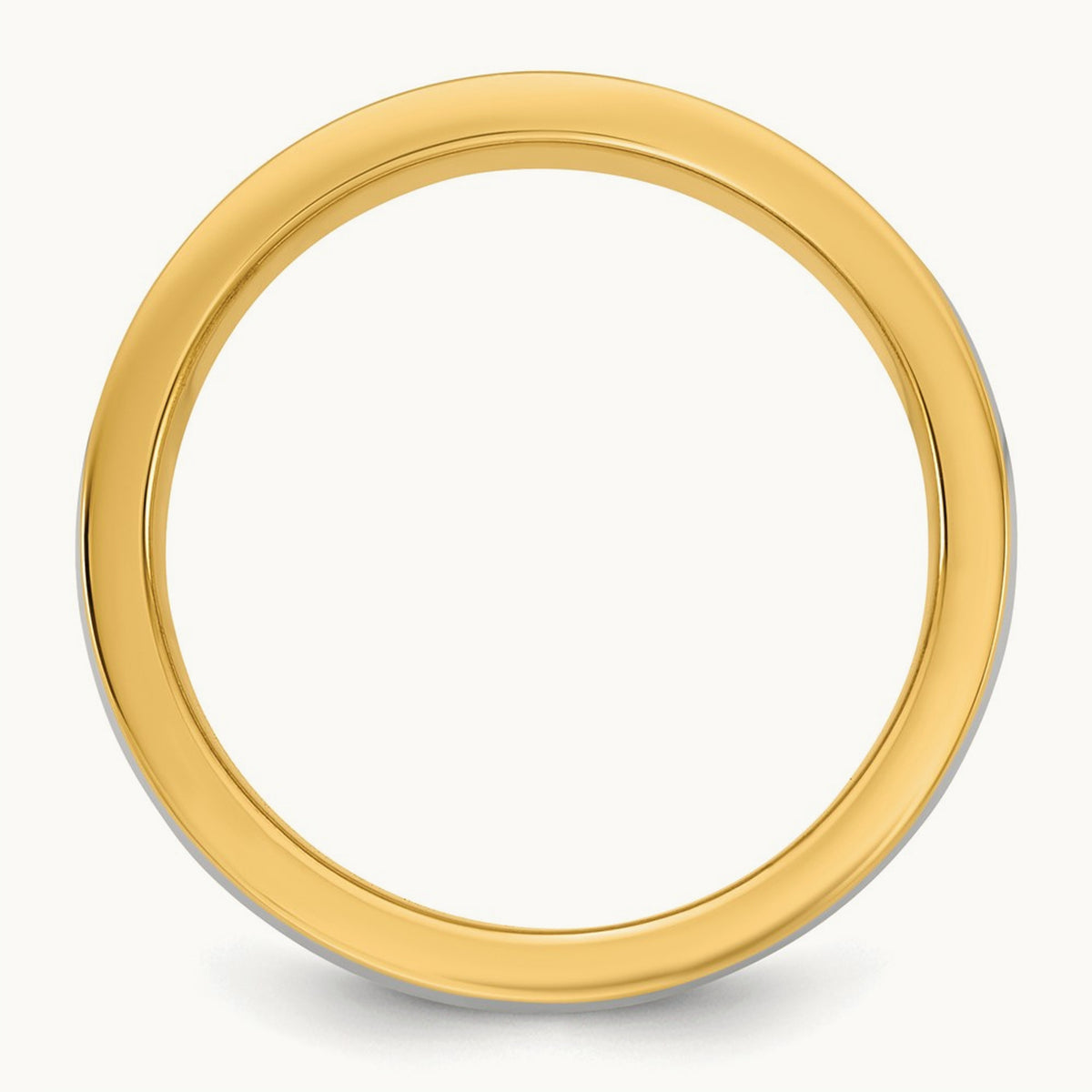 Y/W Half Round Wedding Band, 6mm, 14K Two-tone