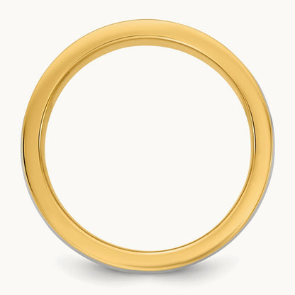Y/W Half Round Wedding Band, 6mm, 14K Two-tone