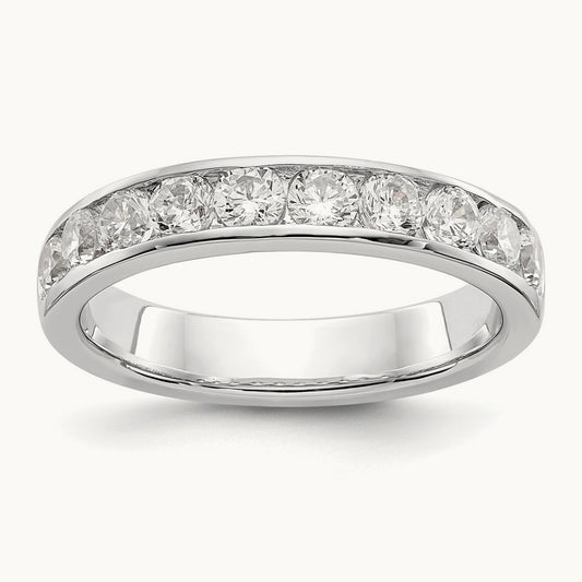 10-Stone Diamond Channel Band, 14K White Gold