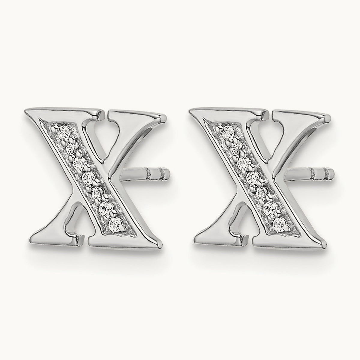 Diamond Earrings — 14K White Gold, 8mm, X