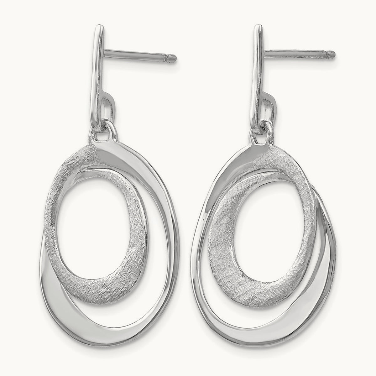 Rhodium-plated Radiant Essence Textured Post Dangle Earrings — 34mm