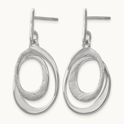Rhodium-plated Radiant Essence Textured Post Dangle Earrings — 34mm