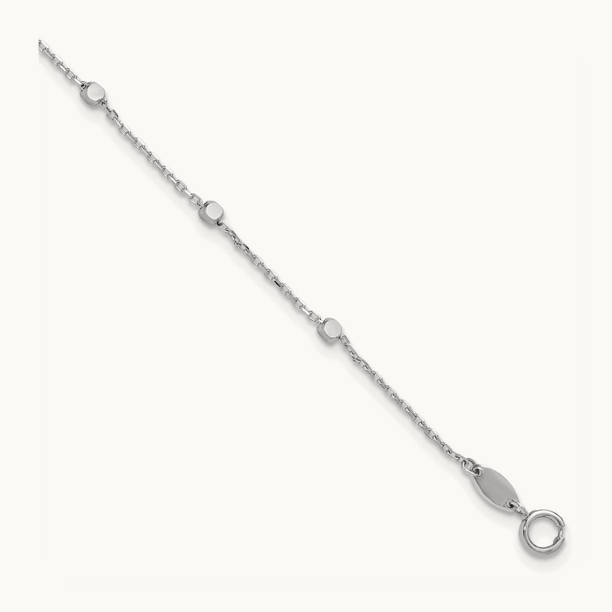 Polished Cube Stations Bracelet — 14K White Gold