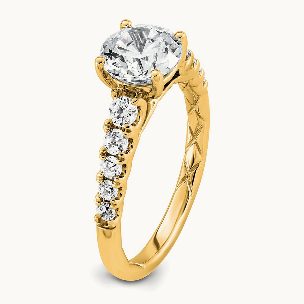 2 Round Engagement Ring, 2.00 ct tw Lab-Grown Diamond — 14K Yellow Gold