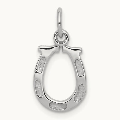 Solid Polished Horseshoe Charm — 14K White Gold