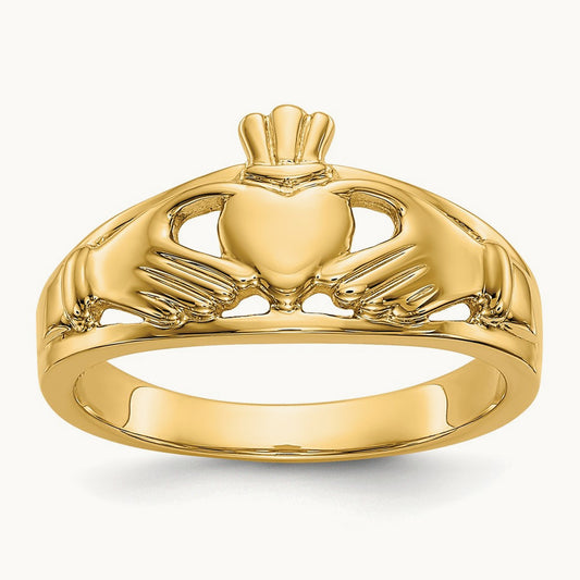 Polished Ladies Claddagh Ring, 14K