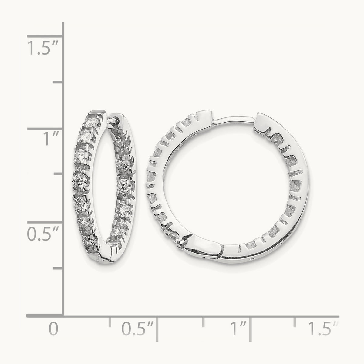 VS Diamond Hinged Hoop Earrings, 14K White Gold