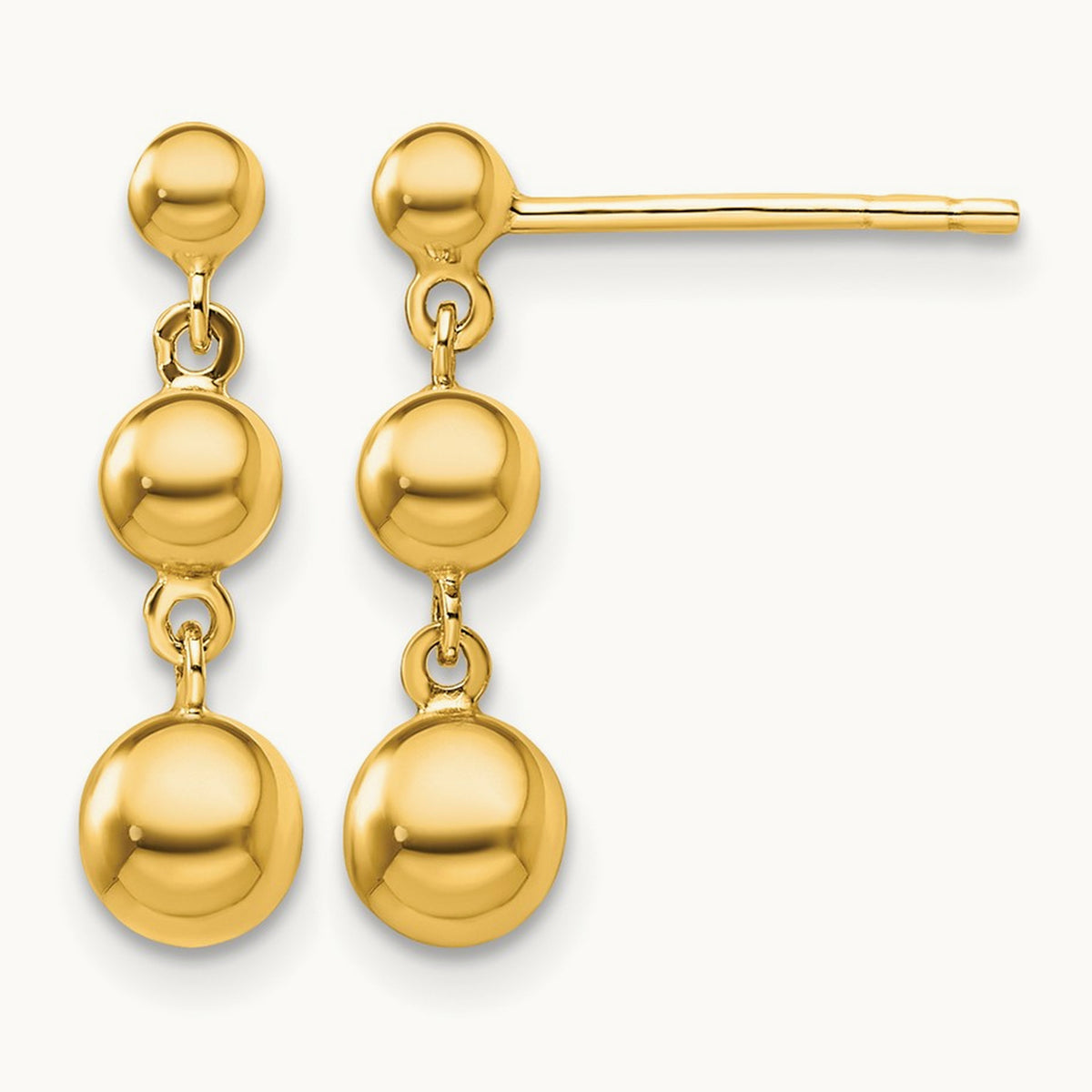 Graduated 3 Ball Post Earrings, 14K