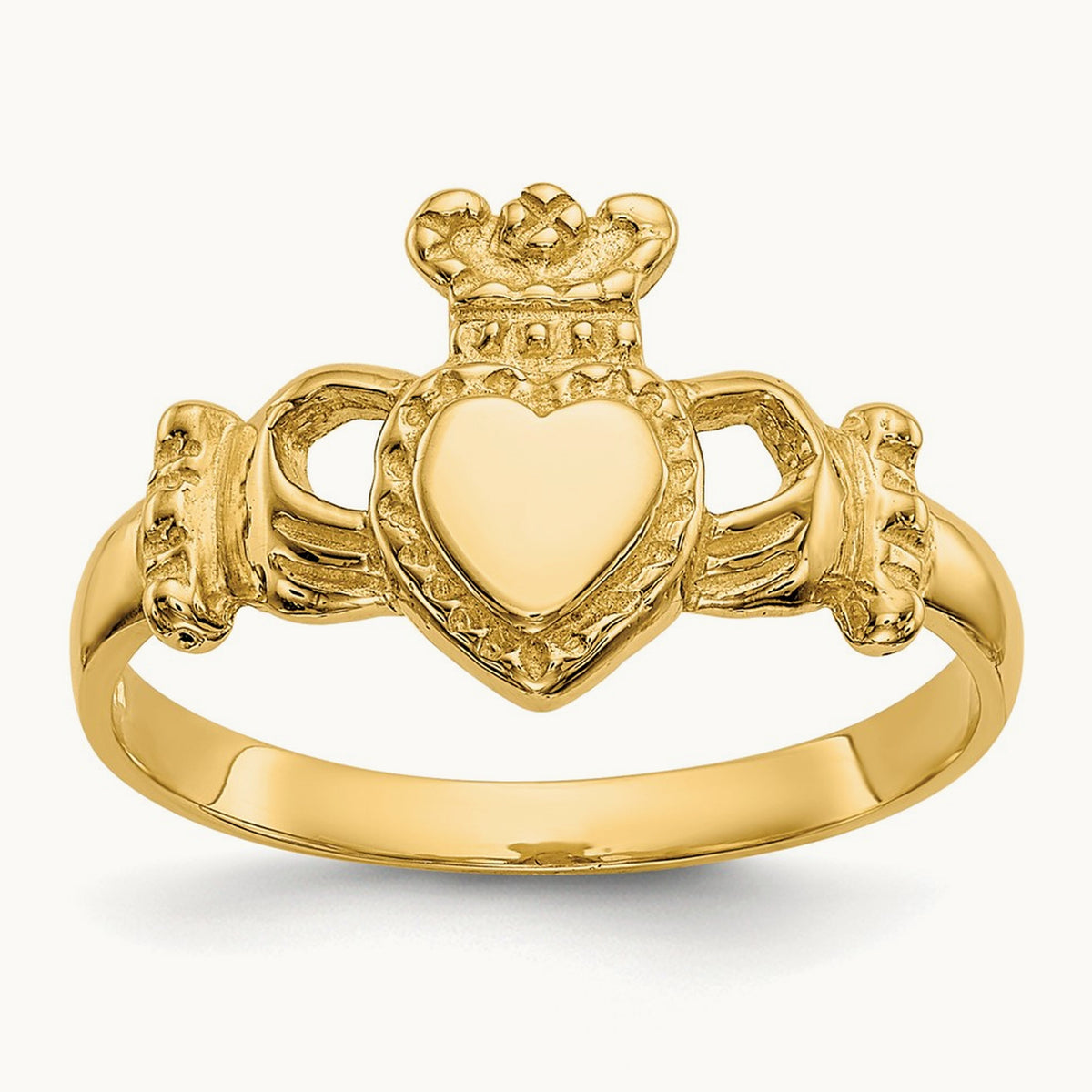 Polished Ladies Claddagh Ring, 14K