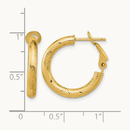 3x15 D/C Round Omega Back Hoop Earrings, 10K — Leslie's