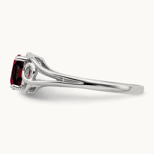 6x4mm Oval Garnet ring, 14K White Gold
