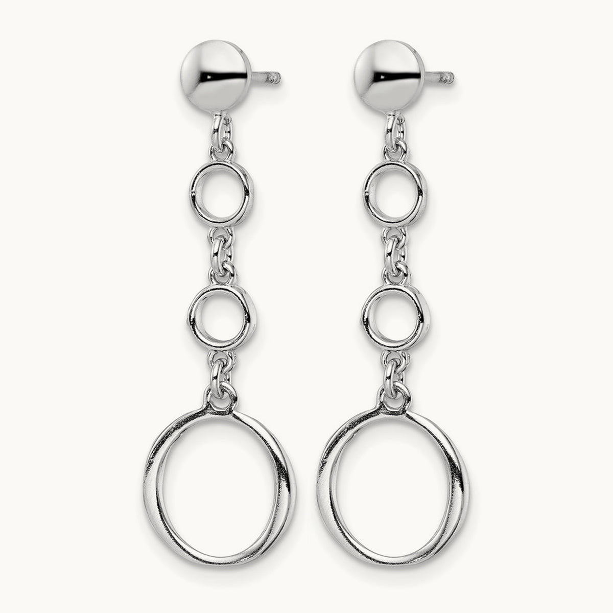 Rhod-plated Post Dangle Earrings, Sterling Silver — Leslie's