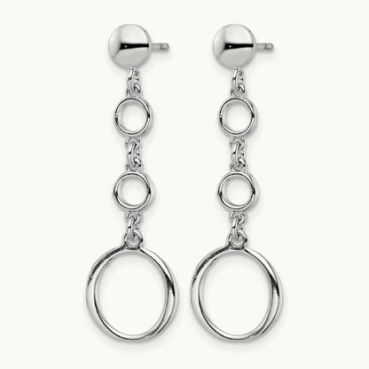 Rhod-plated Post Dangle Earrings, Sterling Silver — Leslie's