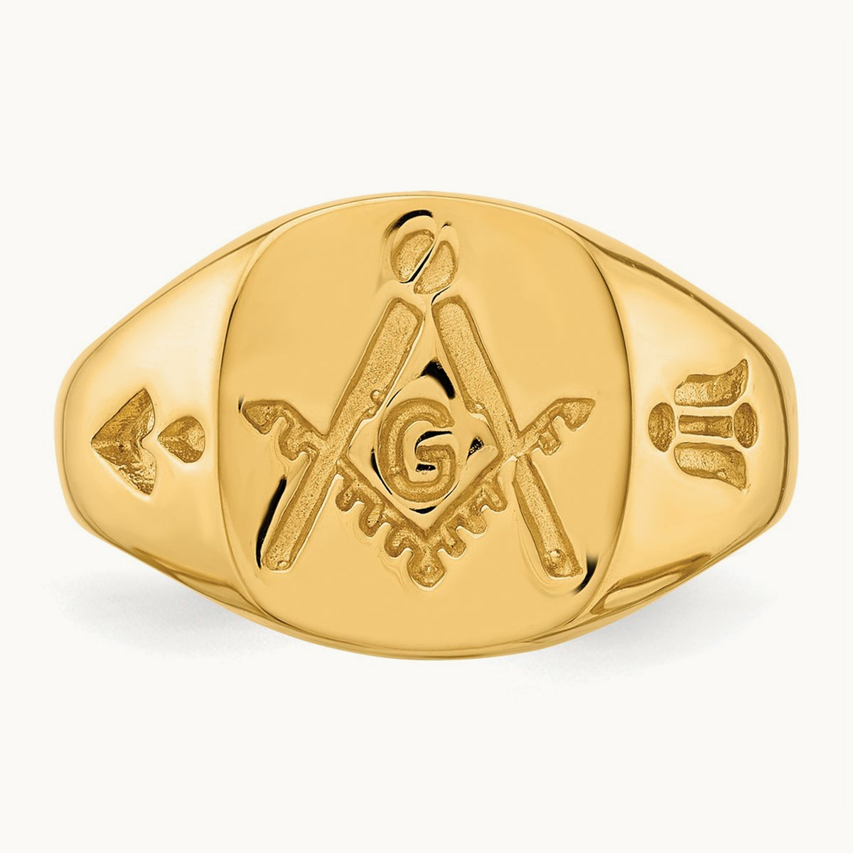 Men's Polished and Grooved (No Enamel) Masonic Ring, 14K