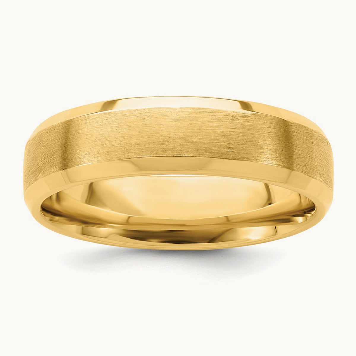 Light Comfort Fit Brush Satin Fancy Band, 14K Yellow Gold