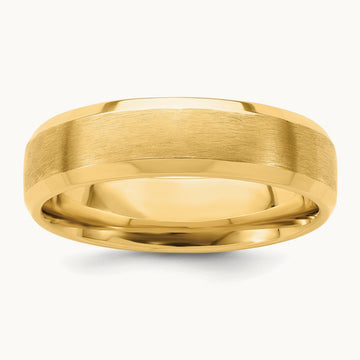 Light Comfort Fit Brush Satin Fancy Band, 14K Yellow Gold