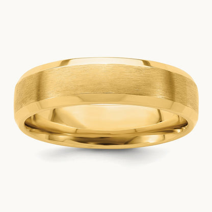 Light Comfort Fit Brush Satin Fancy Band, 14K Yellow Gold