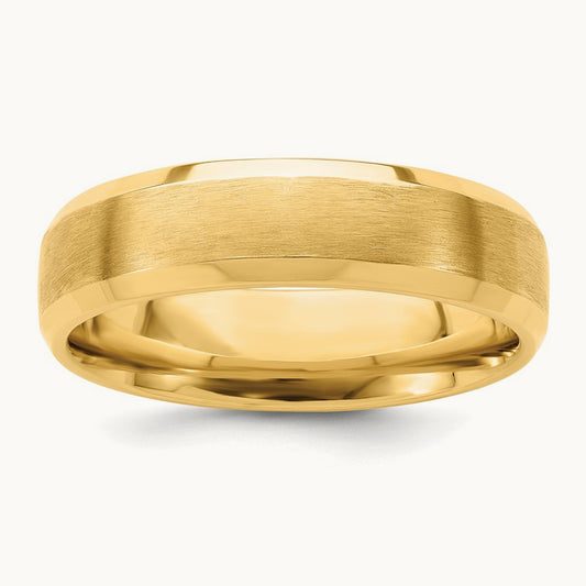 Light Comfort Fit Brush Satin Fancy Band, 14K Yellow Gold