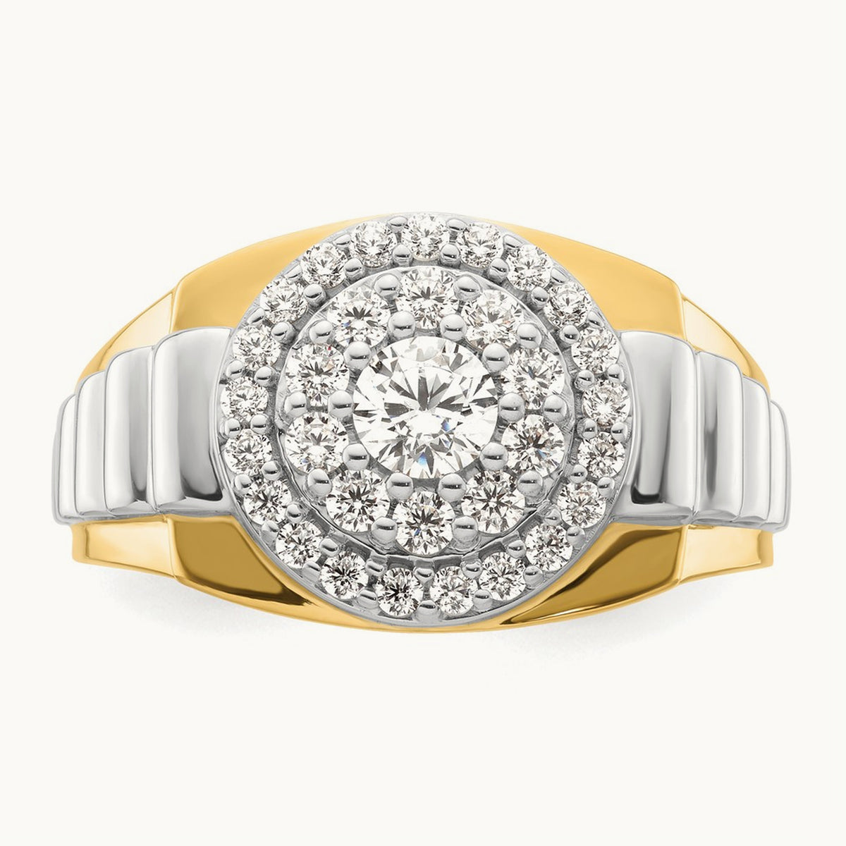 Cluster Men's Ring, 1.25 ct tw Lab-Grown Diamond