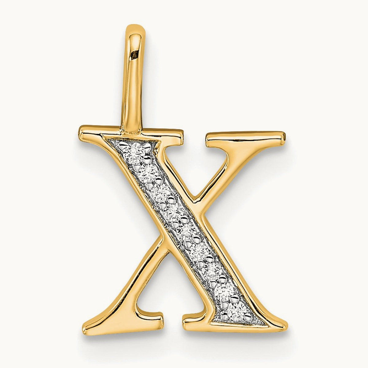 Diamond Initial X Pendant, 14K