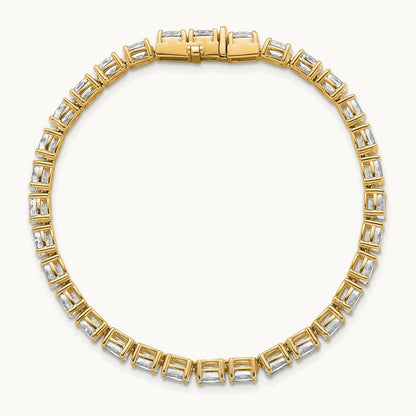 Oval Tennis Bracelet, 9.75 ct tw Lab-Grown Diamond — 14K Yellow Gold