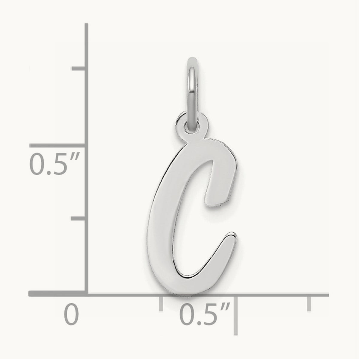 Medium Script Initial Charm — 14K White Gold, C