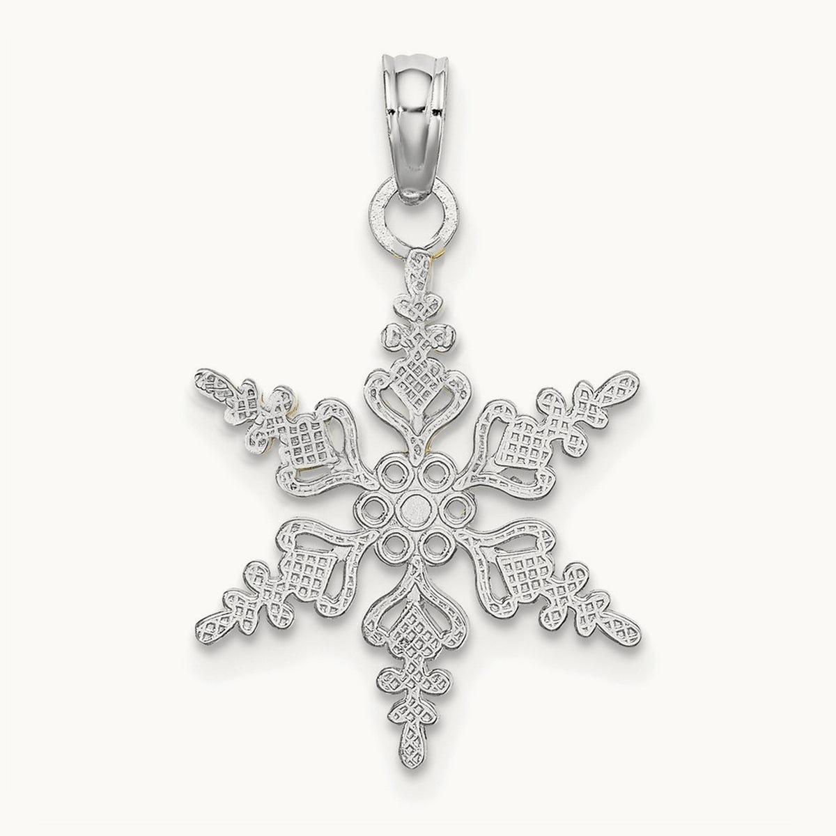Polished Snowflake Charm — 14K White Gold