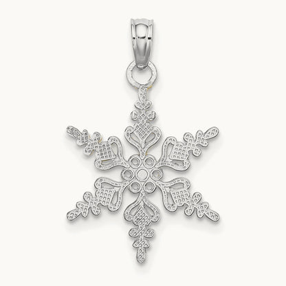 Polished Snowflake Charm — 14K White Gold
