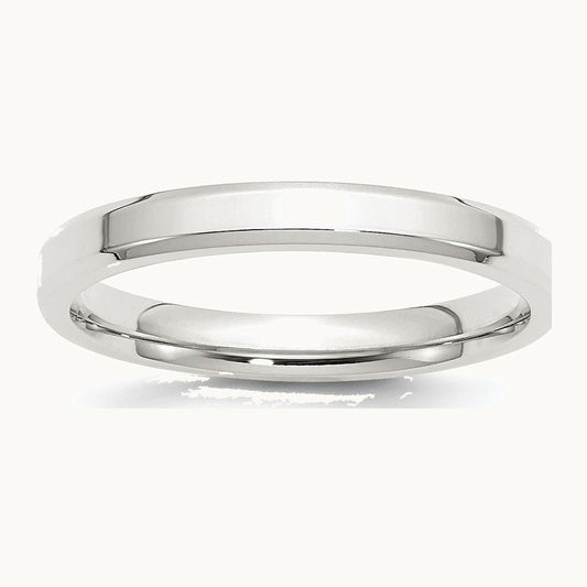 Sterling Silver 3mm Beveled Edge Band