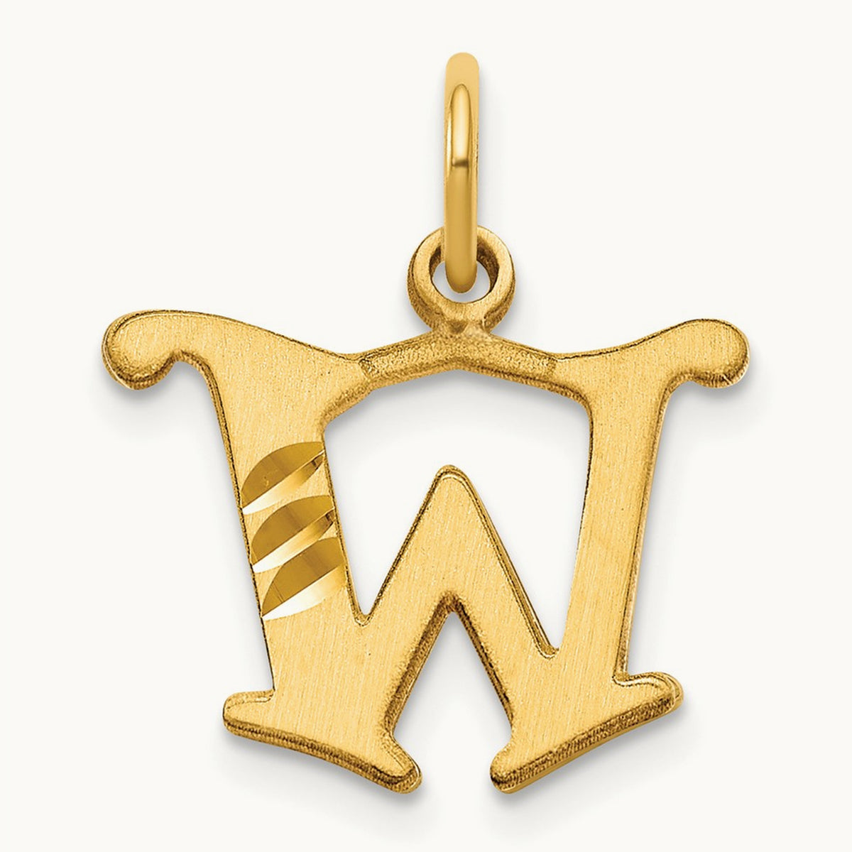 Diamond-cut Initial Charm — 14K Yellow Gold, W