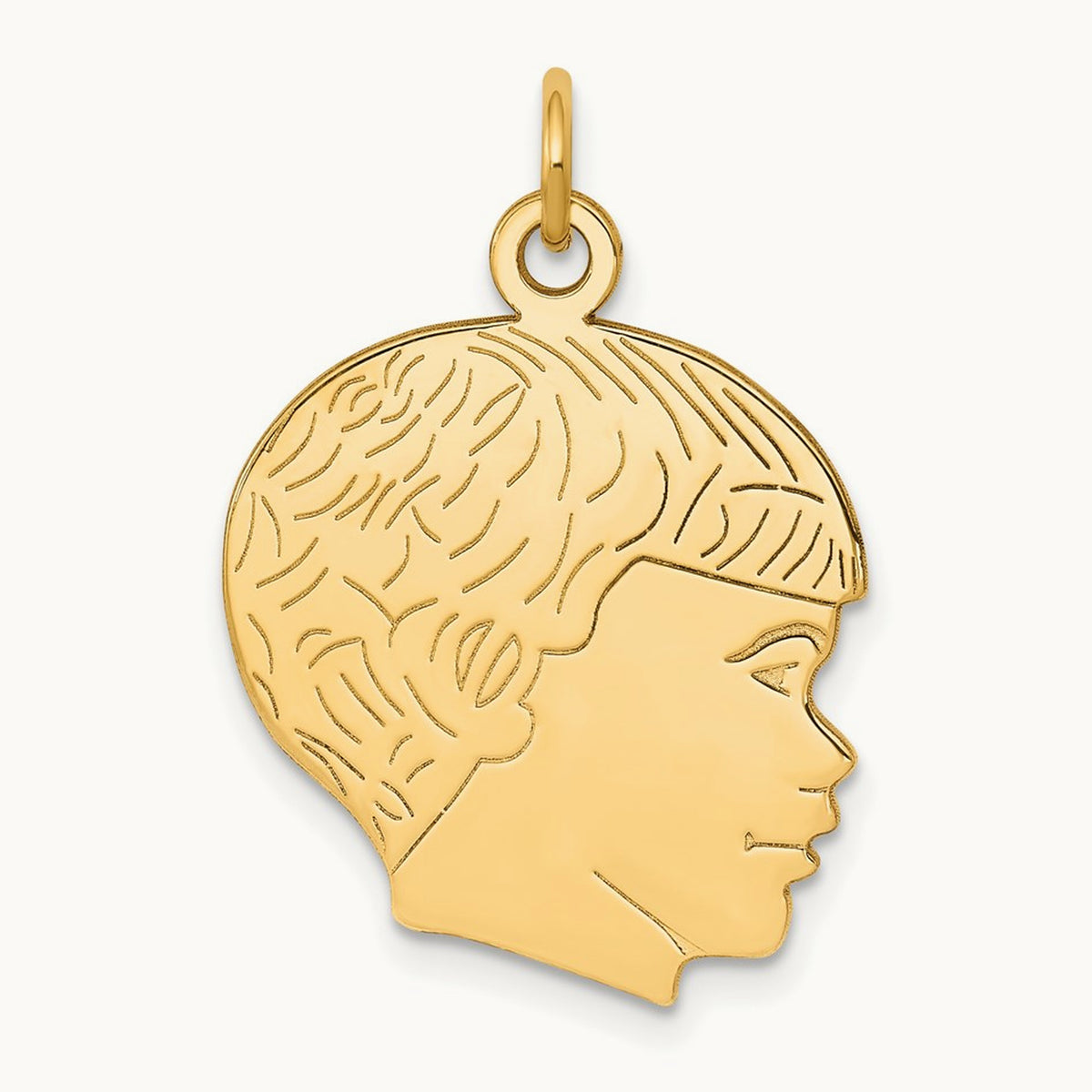 Solid Polished Boys Head Charm, 14K