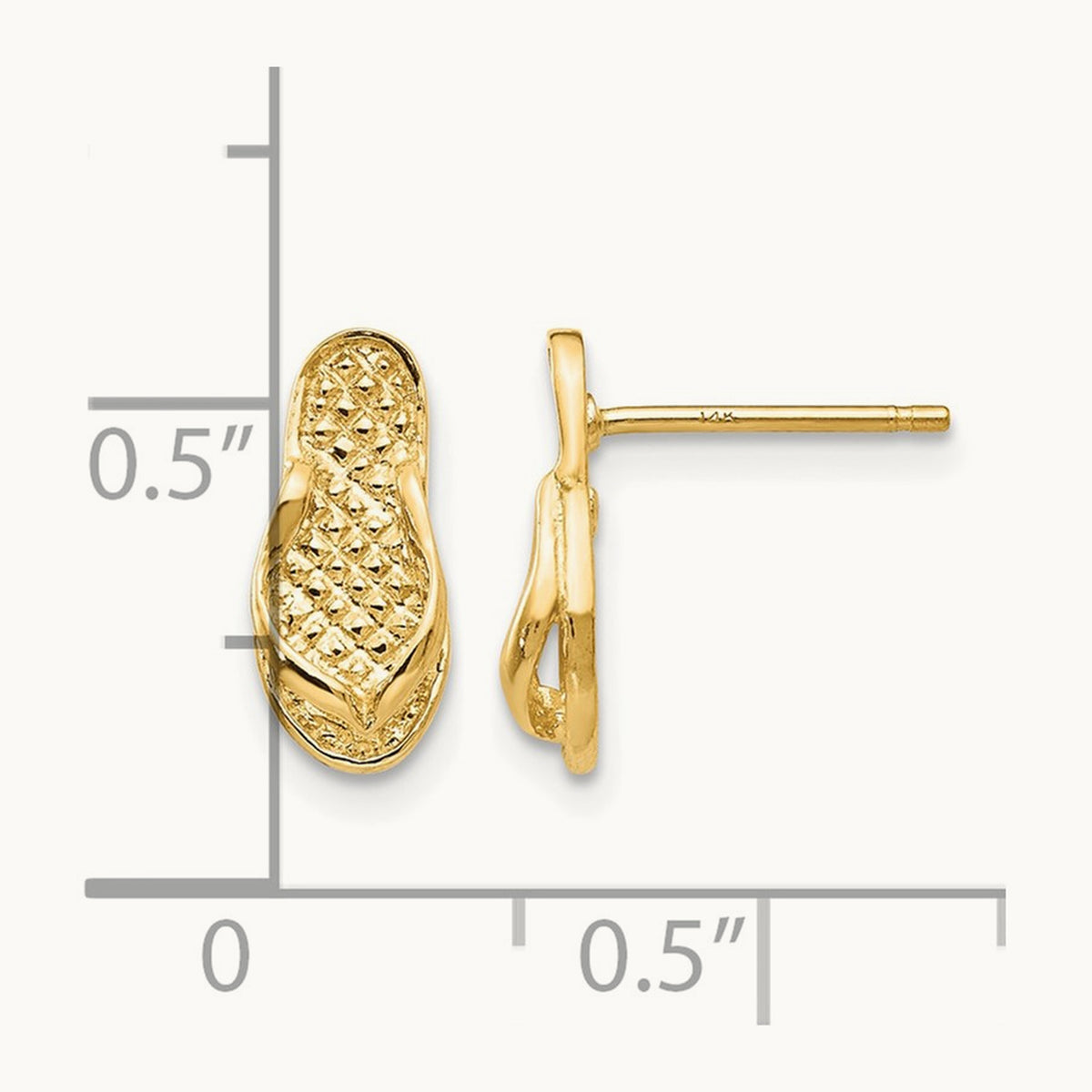 Flip Flop Earrings, 14K