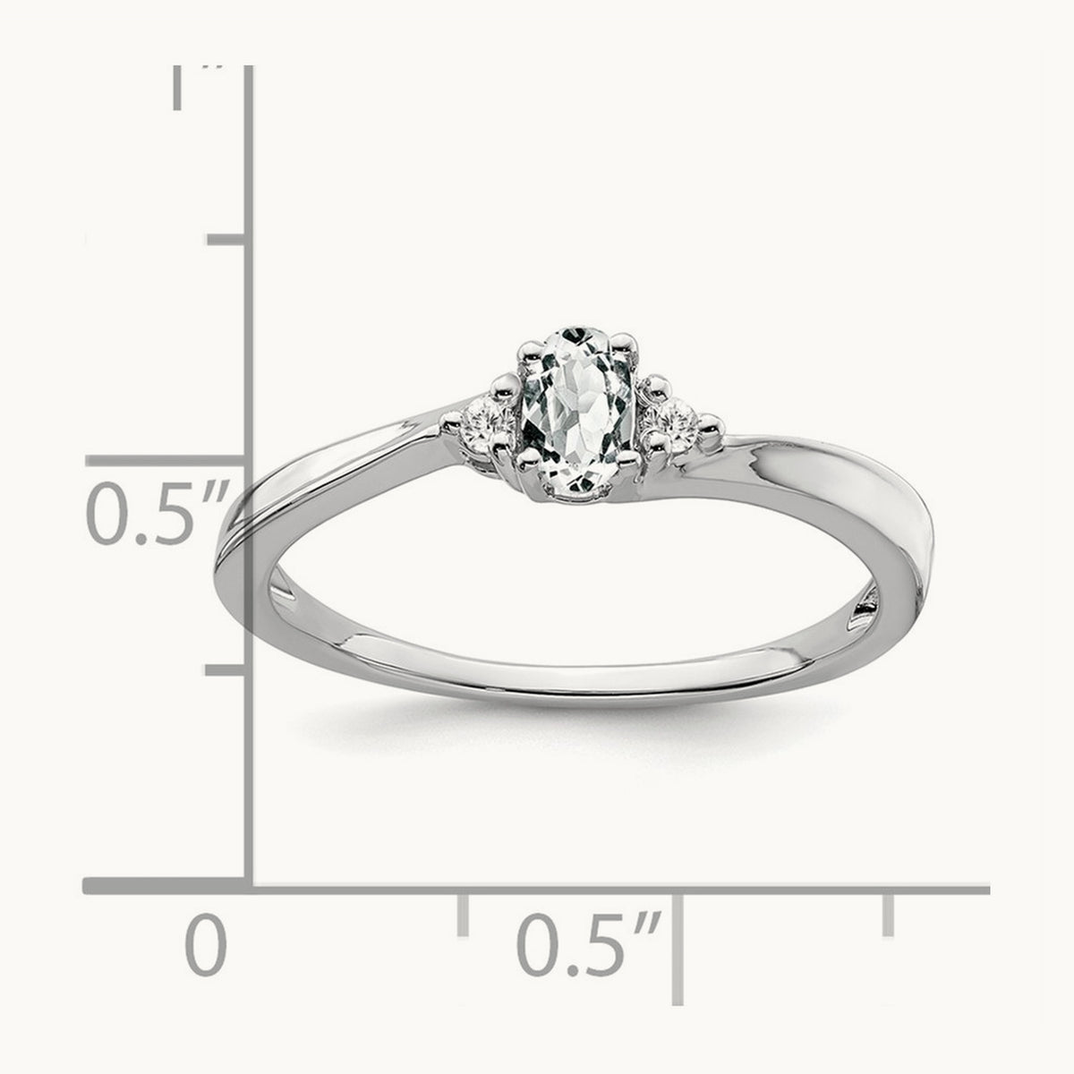 Topaz and Diamond Ring — 14K White Gold, 7