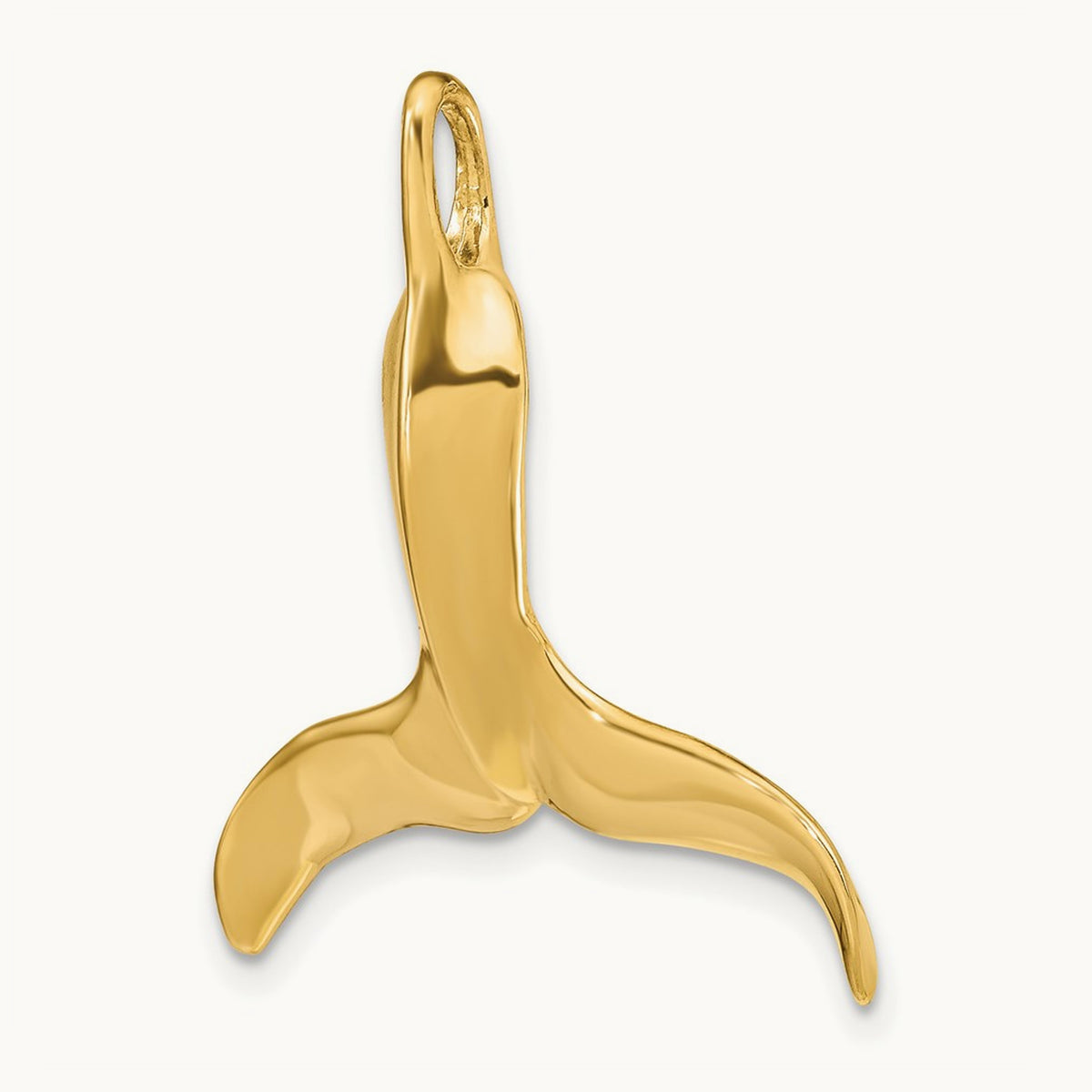 3-D Polished Whale Tail Chain Slide — 14K Yellow Gold, 30mm